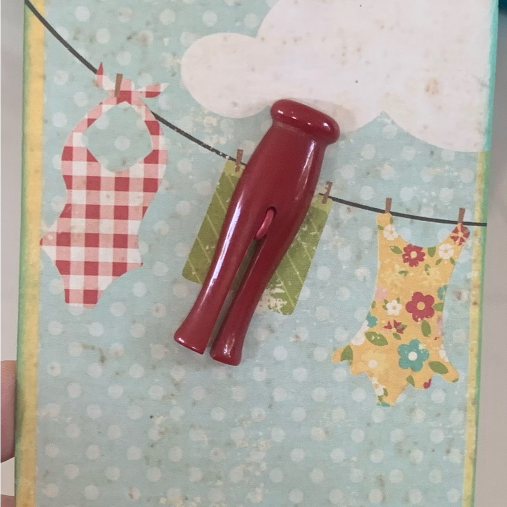 Red Vintage Clothespin Bakelite Realistic Button